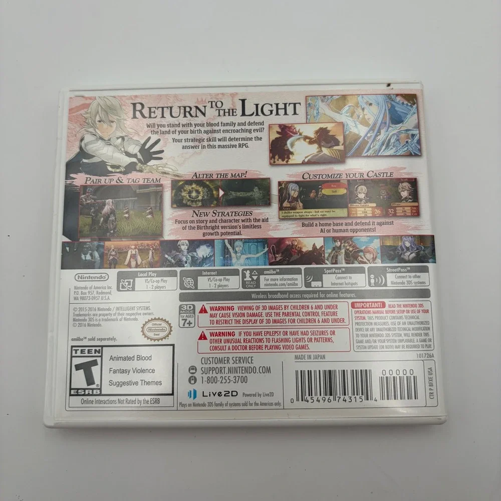 Fire Emblem Fates Birthright Nintendo 3DS Game Case & Manual BFXE-USA